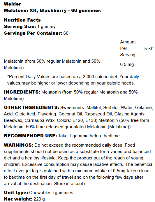 Weider Melatonin XR (60gum.)