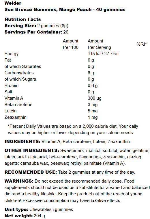 Sun Bronze Gummies Weider (40gum.)