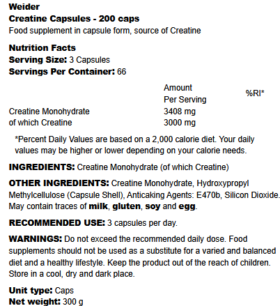 Creatine Capsules Weider (200kaps.)