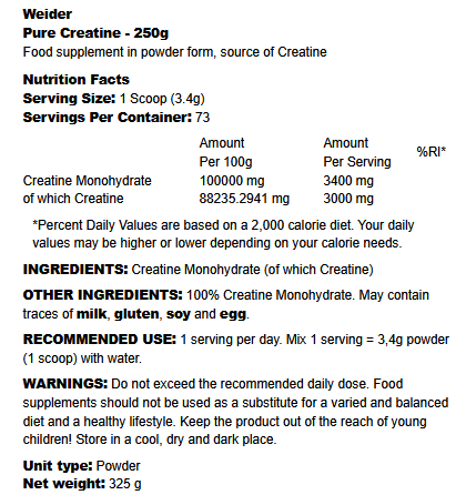 Pure Creatine Weider (250g)