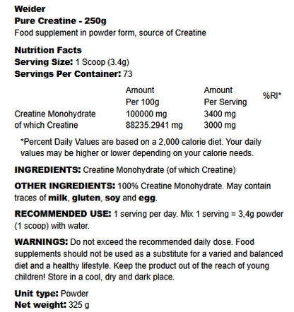 Pure Creatine Weider (250g)