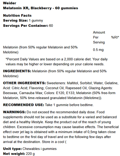 Weider Melatonin XR (60gum.)