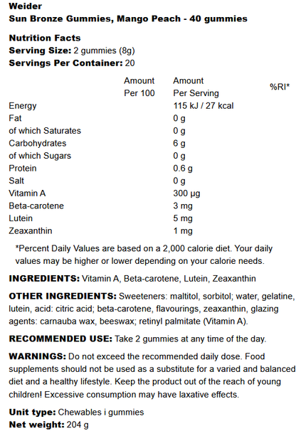Sun Bronze Gummies Weider (40gum.)