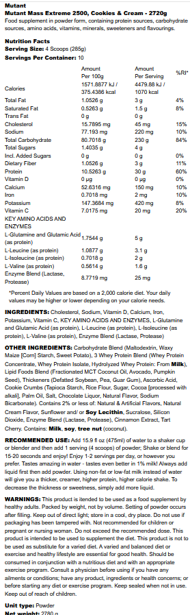 Mutant Mass Extreme 2500 (2.72kg)